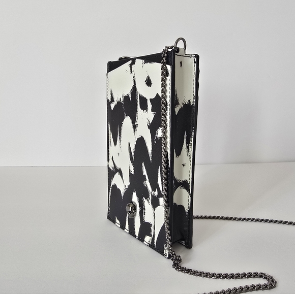 Alexander McQueen Skull Leather Phone-Case-On-Chain Black & White - Picture 4 of 10